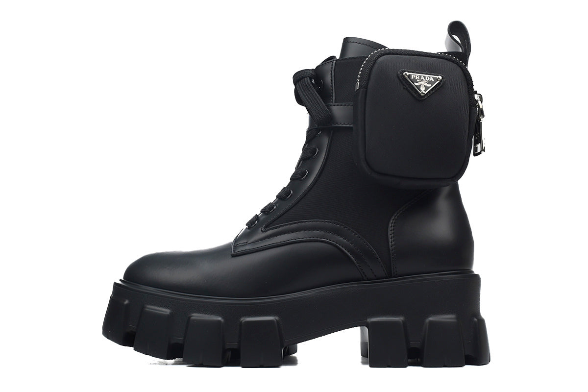 Re-Nylon & Leather Combat Boots – Zip Pocket, Premium Streetwear Footwear - TruVybe Essentials