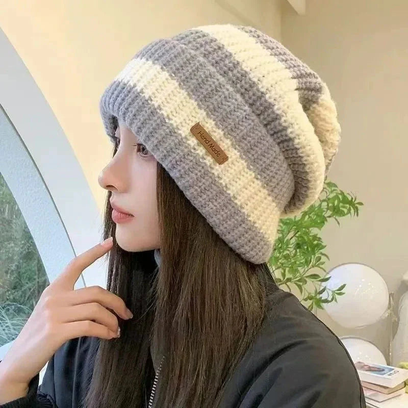 Unisex Stacking Knitted Beanie Cap – Winter Warm Striped Hip-Hop Bonnet Hat