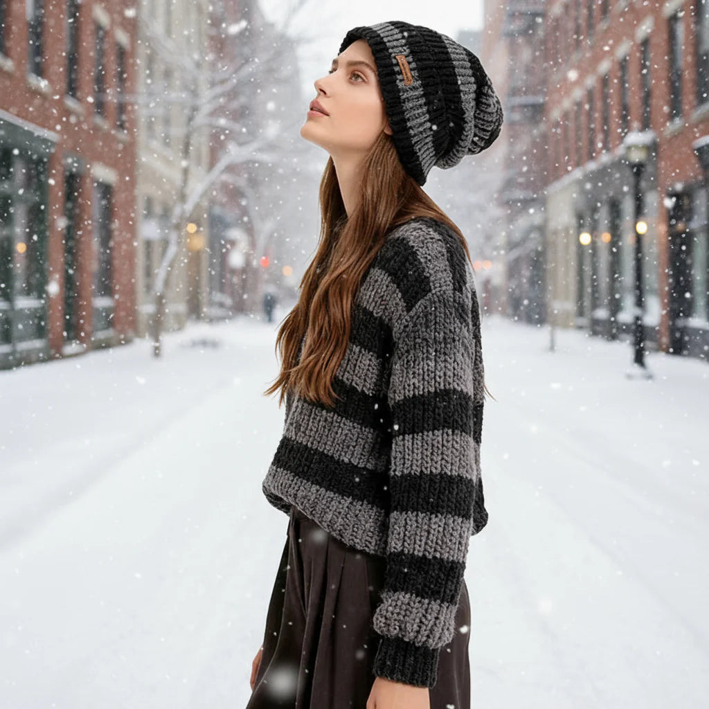 Unisex Stacking Knitted Beanie Cap – Winter Warm Striped Hip-Hop Bonnet Hat