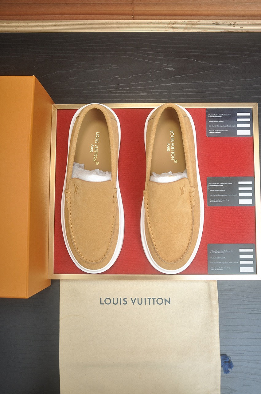 Suede  or Leather Slip-On Loafers with Cushioned Platform Sole