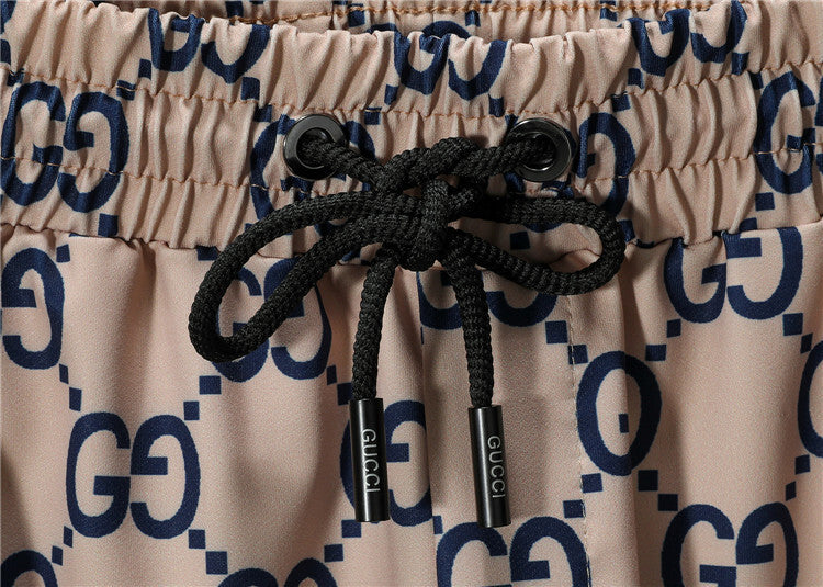 Two-Piece Zip-Up Jacket & Jogger Tracksuit – Beige & Blue