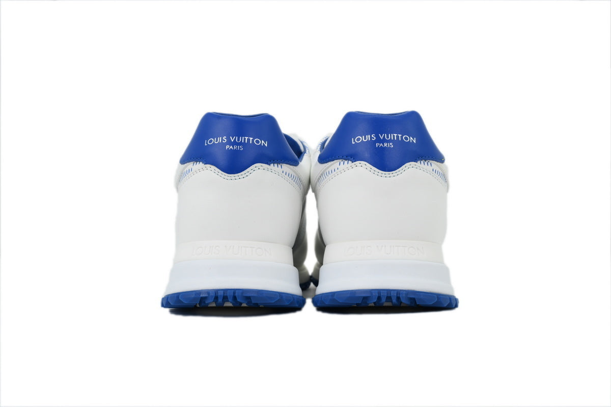 White & Blue Check-Pattern Leather Runner Sneaker – Athletic back