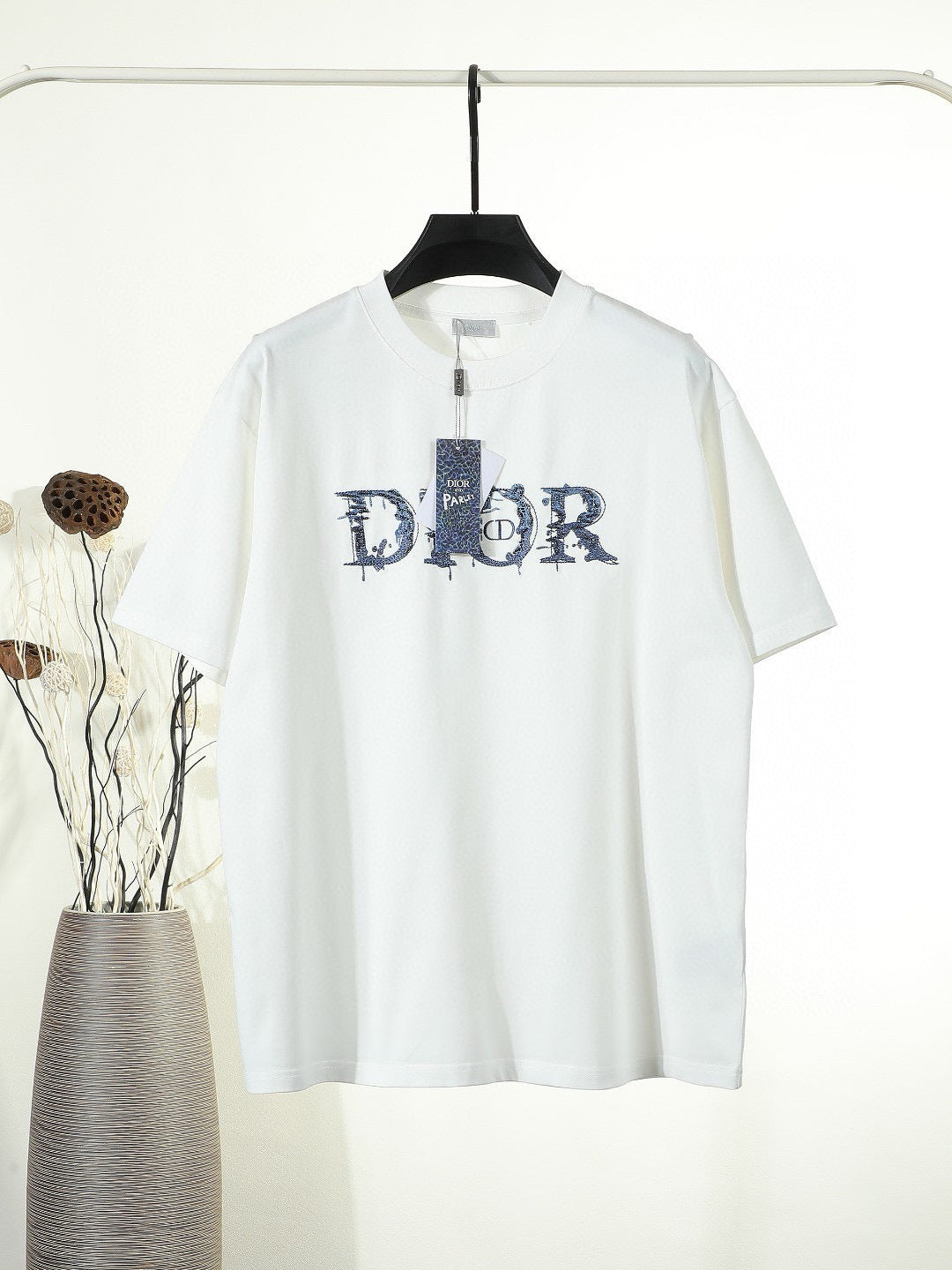 White Distressed Letter Graphic T-Shirt