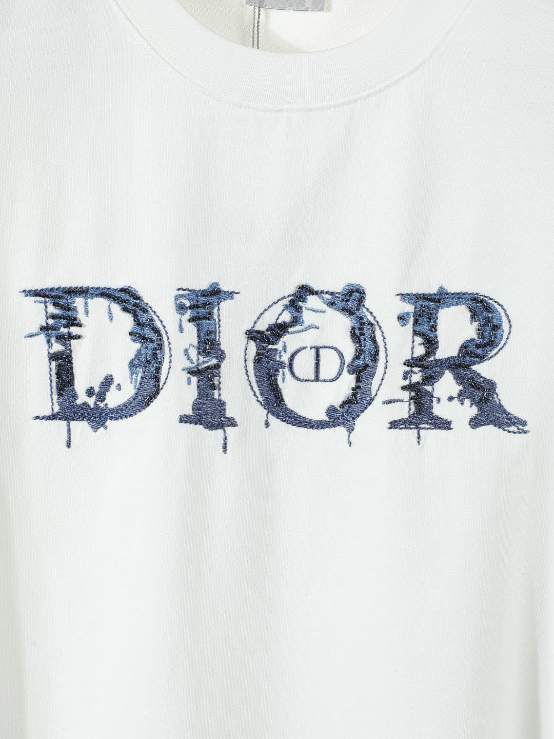 White Distressed Letter Graphic T-Shirt