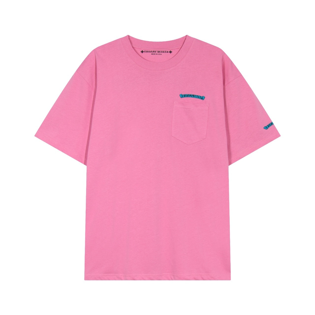 Pink t-shirt with agraphic on a white background