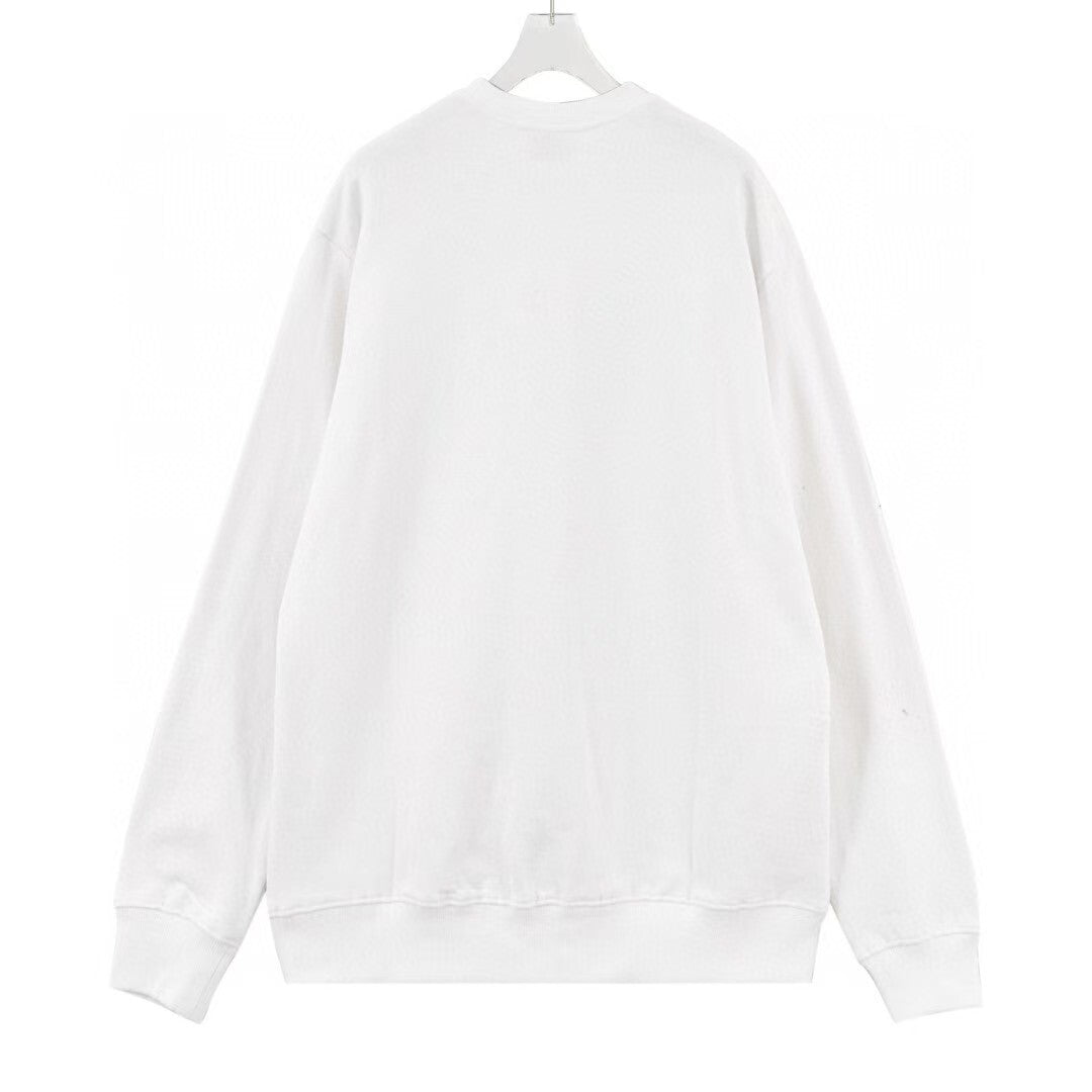 White Graphic Sweatshirt – Checkerboard Mouth & Safety Pin Design