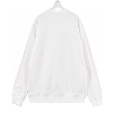 White Graphic Sweatshirt – Checkerboard Mouth & Safety Pin Design