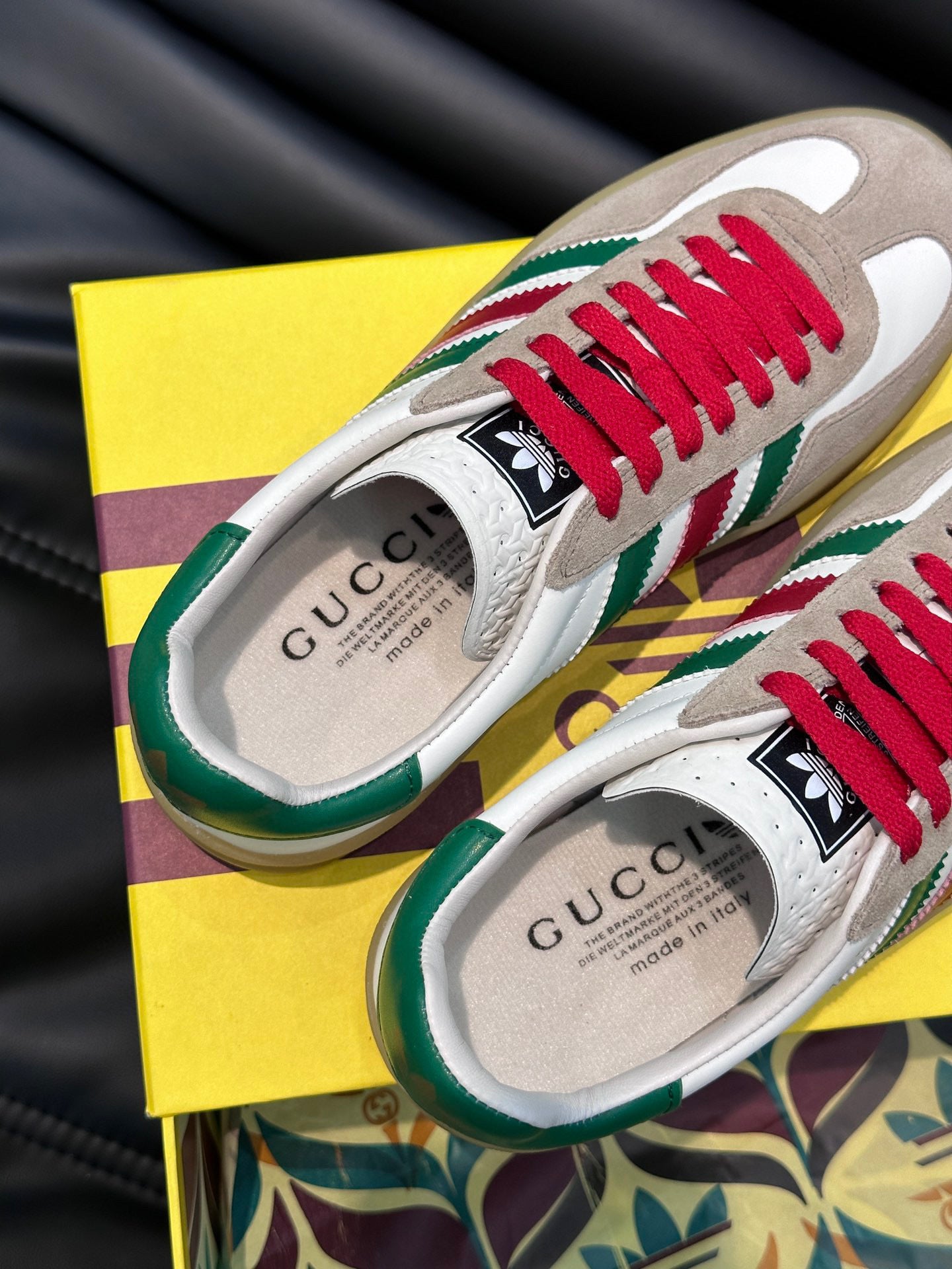 Custom Retro Stripe Low-Top Sneakers – Red, Green & White