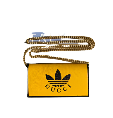 Adidas x Gucci   621892 wallet with chain Off-black and yellow leather - TruVybe Essentials