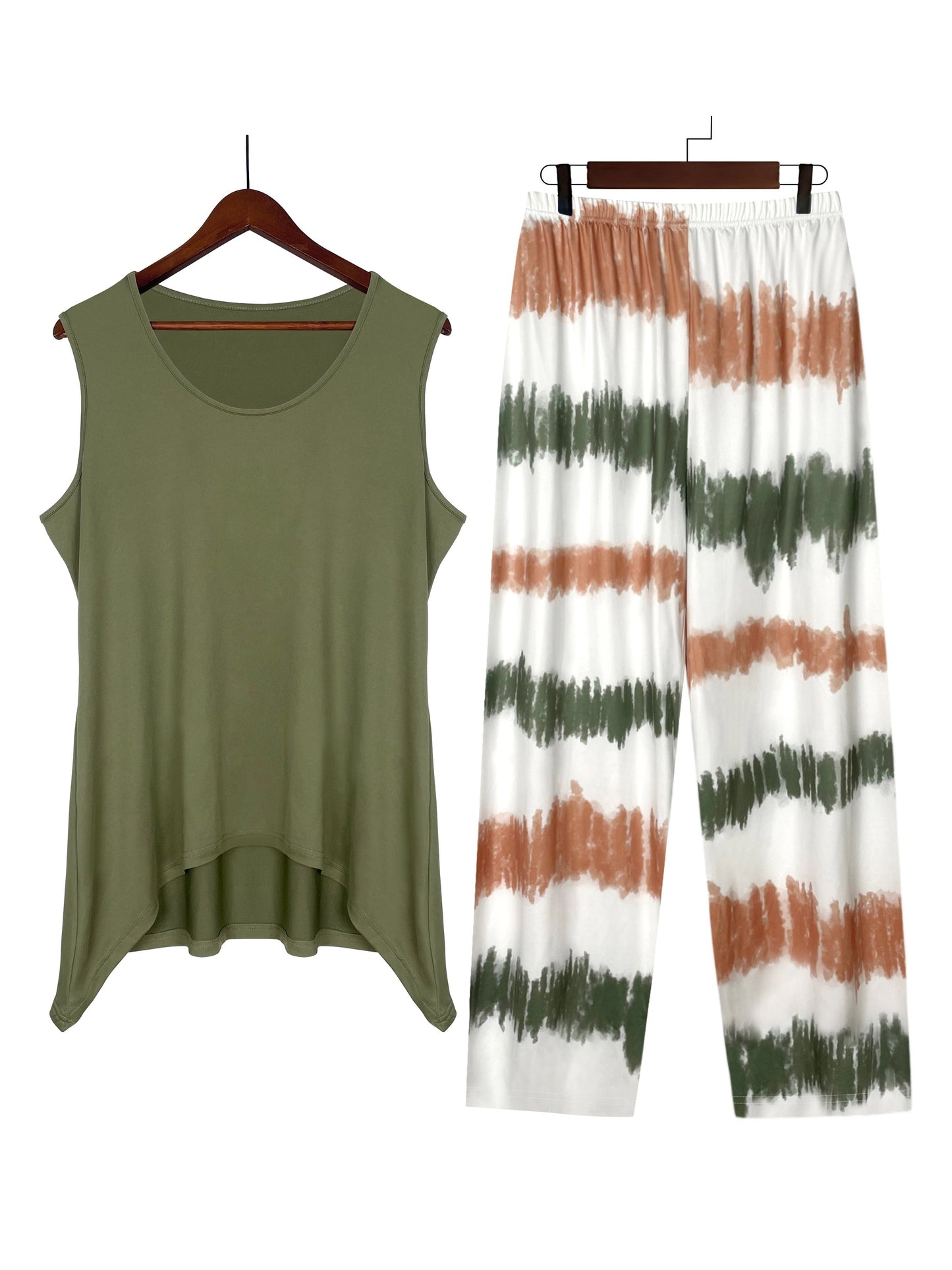 Elegant Floral Print Two-Piece Set - Round Neck