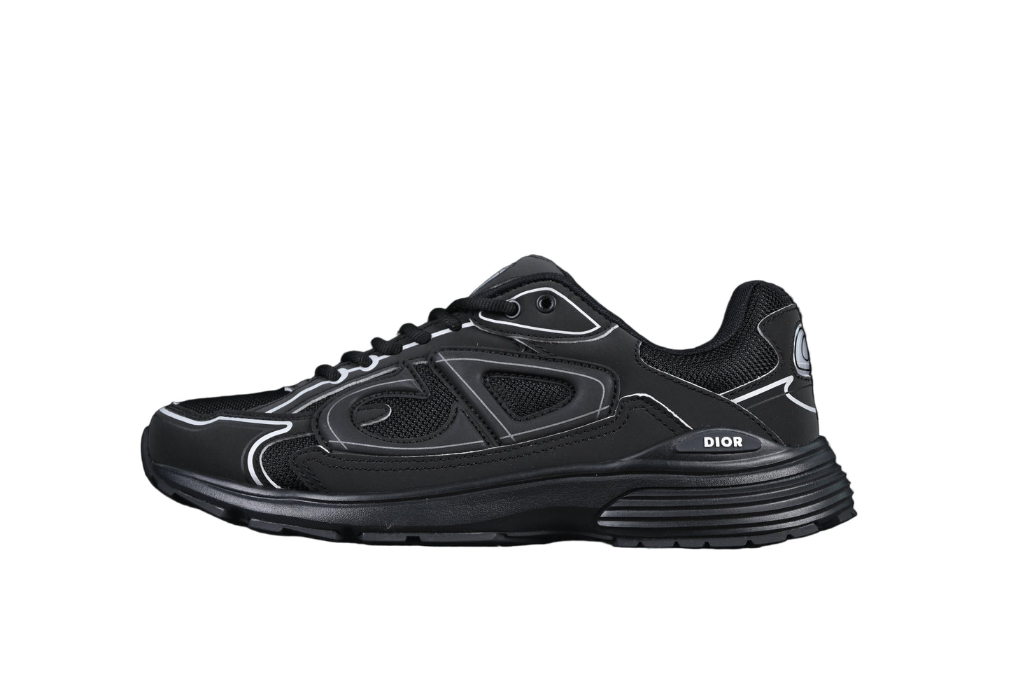 Black sneaker withgraphic on a black background