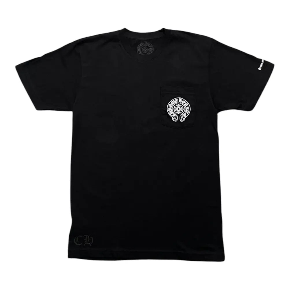 “Horseshoe Logo Pocket Graphic Tee — Black / White Shirt”