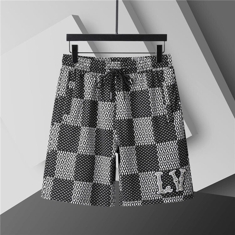 Luxury Checkered Swim Shorts – Quick-Dry Nylon Beach Edition