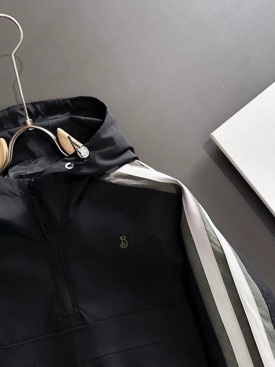 b Black Hooded Anorak Jacket & Track Pants Set