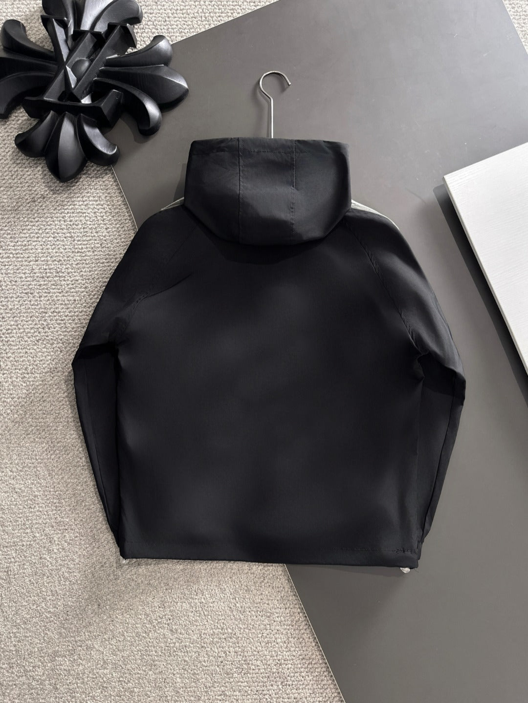 back Black Hooded Anorak Jacket & Track Pants Set