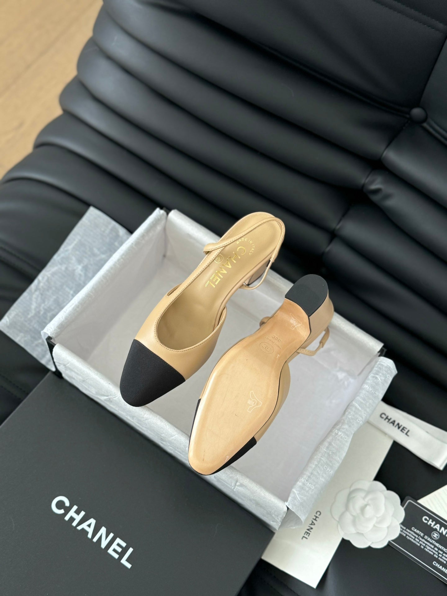 Elevate Your Style with Beige & Black Slingback Pumps - TruVybe Essentials