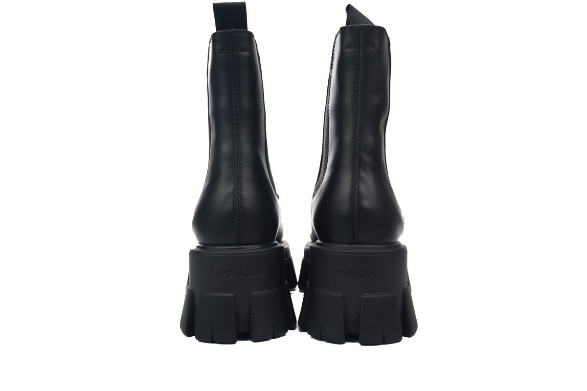 Monolith Brushed Leather Chelsea Boots – Designer Ankle Boot, Rugged Sole back