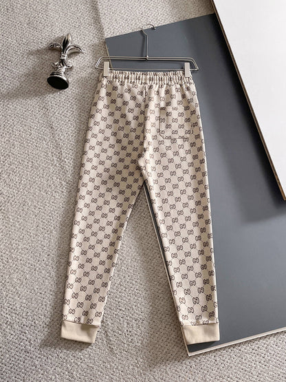 2-Piece Luxury Monogram Tracksuit – Zip Hoodie & Stripe Jogger Set - TruVybe Essentials