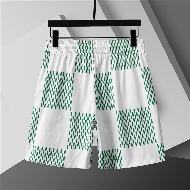 back shorts Jacquard Short-Sleeve Crewneck T-Shirt & Lined Shorts Set – Green & White