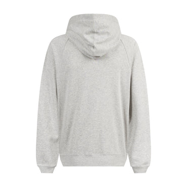 Luxury Rhinestone Logo Hoodie – Light Grey Cotton Edition