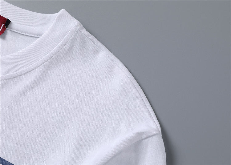 Luxury Striped Graphic T-Shirt – Interlocking-Inspired Cotton Tee