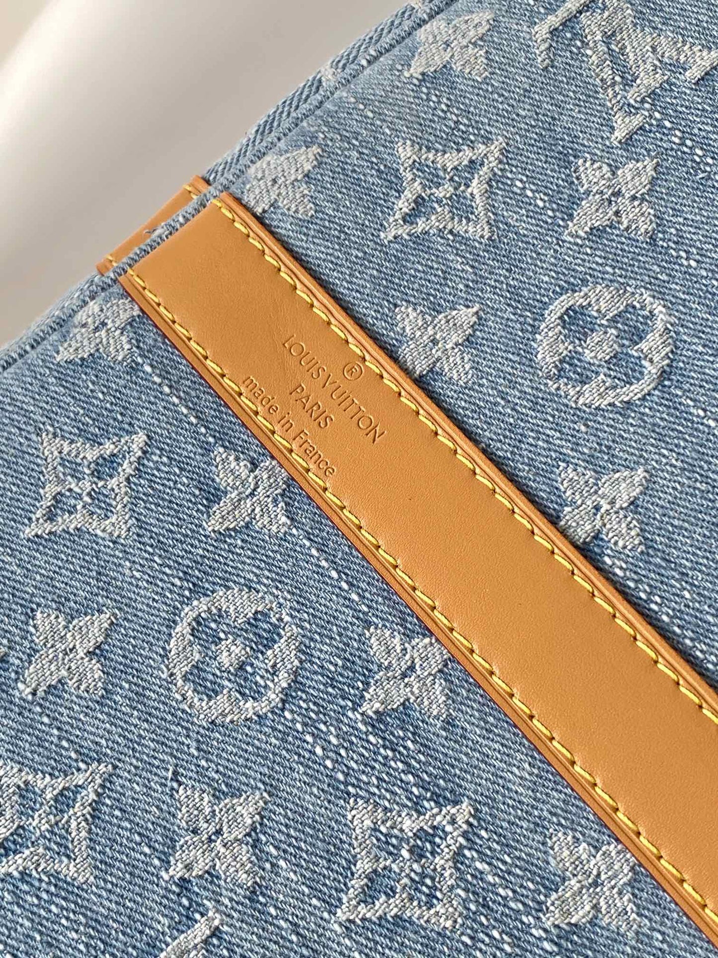 bottom Keepall Bandouliere 45 Sky Blue Denim – Adjustable Shoulder Strap