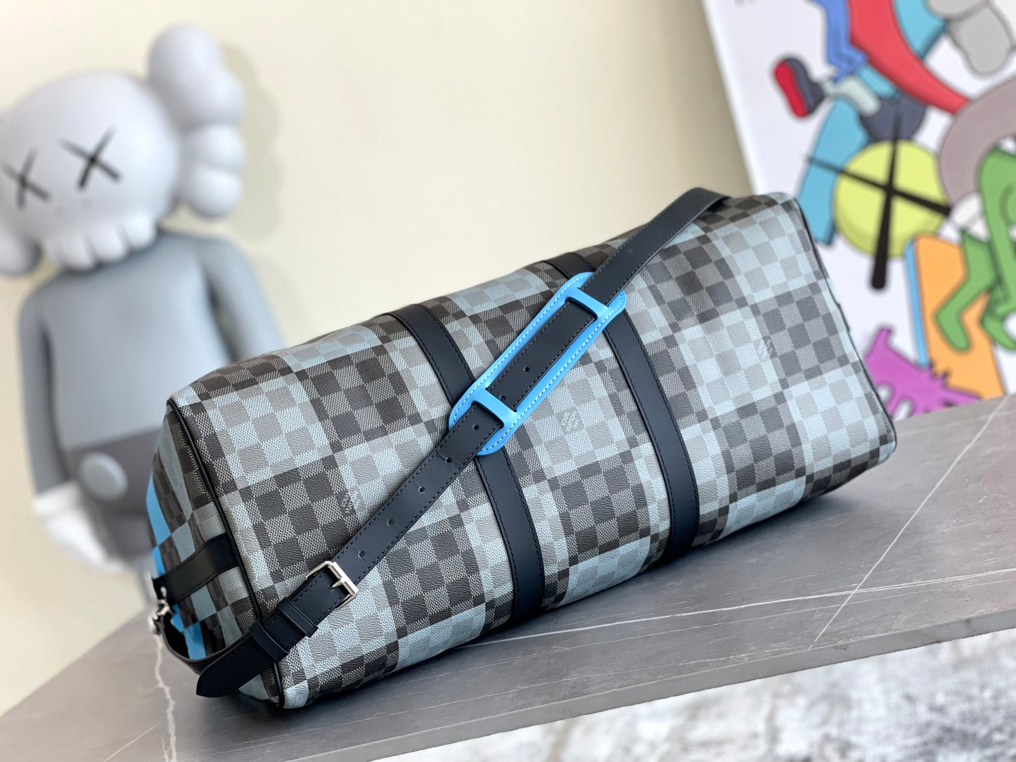 bottom Keepall Bandouliere Bag Giant Damier Graphite Canvas 50 Duffle