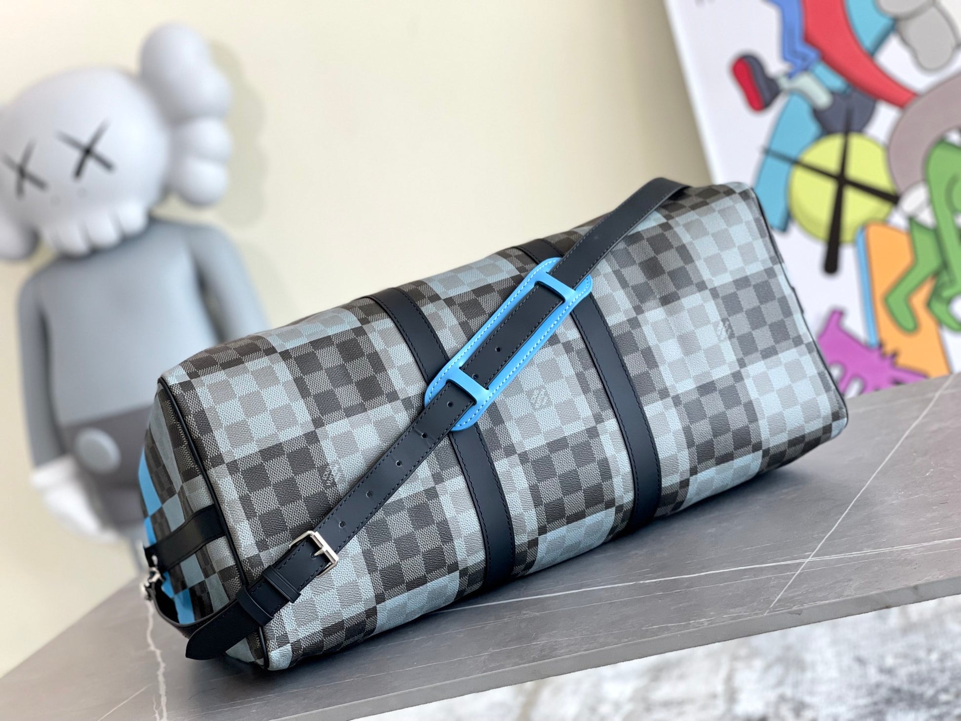 bottom Keepall Bandouliere Bag Giant Damier Graphite Canvas 50 Duffle