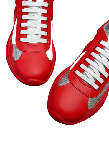 Prada Patent leather & Technical fabric Red  America's Cup sneakers - TruVybe Essentials