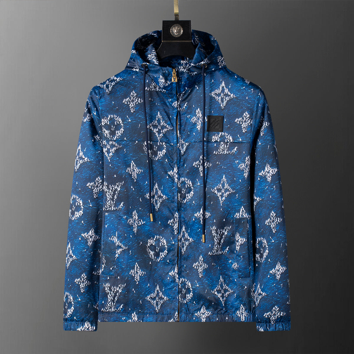 Luxury Ocean Windbreaker – Blue Sailing Print Hooded Jacket