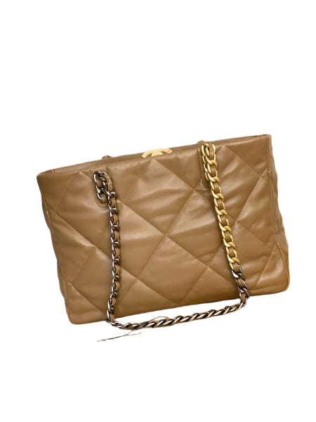 Chanel 19 Shopping Bag Shiny Lambskin AS3660 Gold-Tone Silver-Tone & Ruthenium-F - TruVybe Essentials