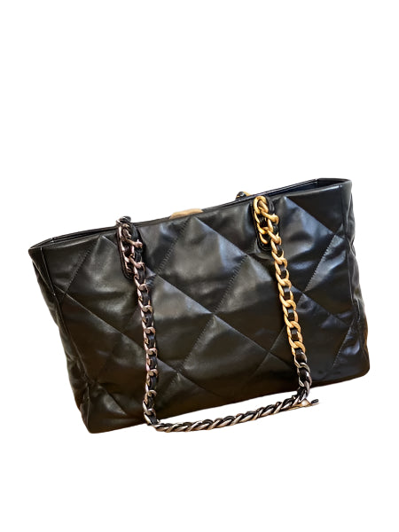 Chanel 19 Shopping Bag Shiny Lambskin AS3660 Gold-Tone Silver-Tone & Ruthenium-F - TruVybe Essentials
