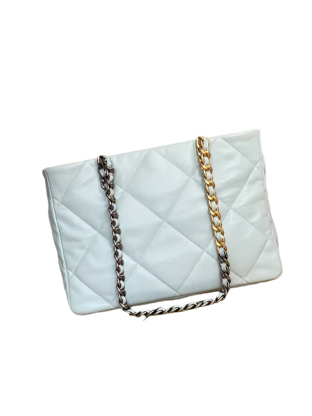 Chanel 19 Shopping Bag Shiny Lambskin AS3660 Gold-Tone Silver-Tone & Ruthenium-F - TruVybe Essentials