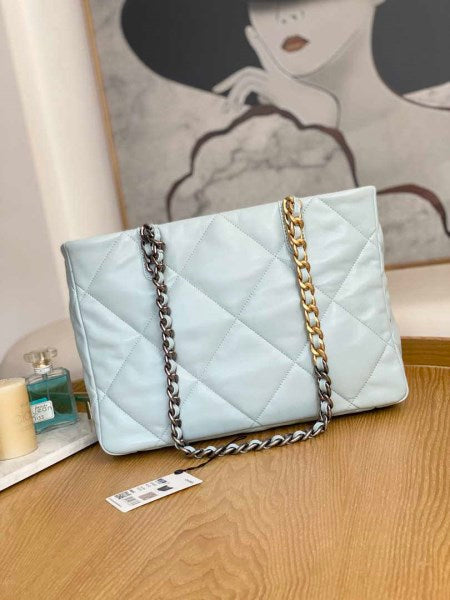 Chanel 19 Shopping Bag Shiny Lambskin AS3660 Gold-Tone Silver-Tone & Ruthenium-F - TruVybe Essentials
