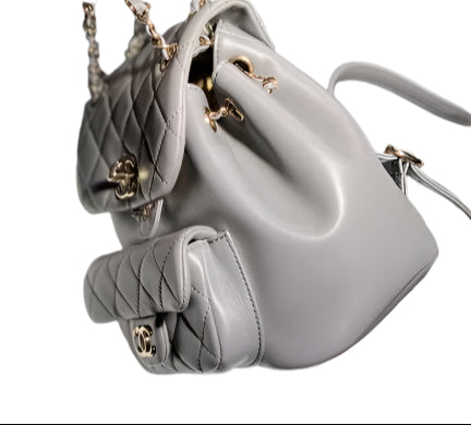 Chanel Backpack Duma Gray Lambskin CC AS2908 Gold - TruVybe Essentials