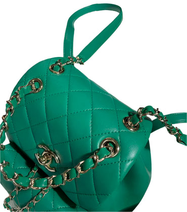 Chanel Backpack Duma Green Lambskin CC AS2908 Gold - TruVybe Essentials