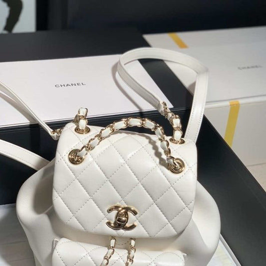 Chanel Backpack Duma  Gold Hardware White Lambskin CC AS2908 Gold - TruVybe Essentials