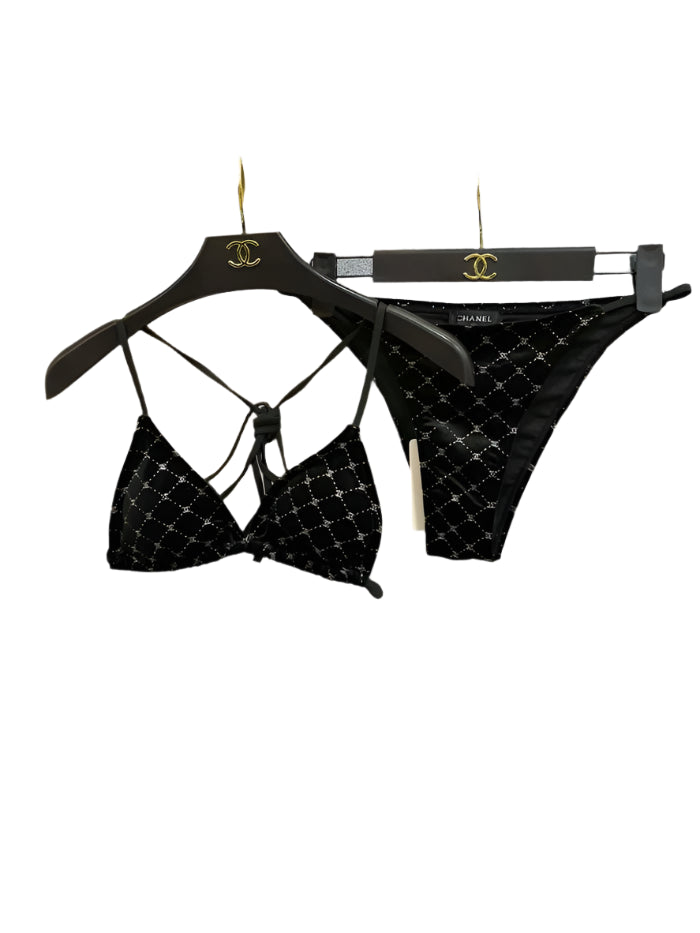 Chanel CC Logo Black 2 piece Bikini - TruVybe Essentials