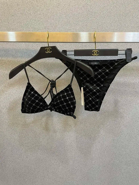 Chanel CC Logo Black 2 piece Bikini - TruVybe Essentials