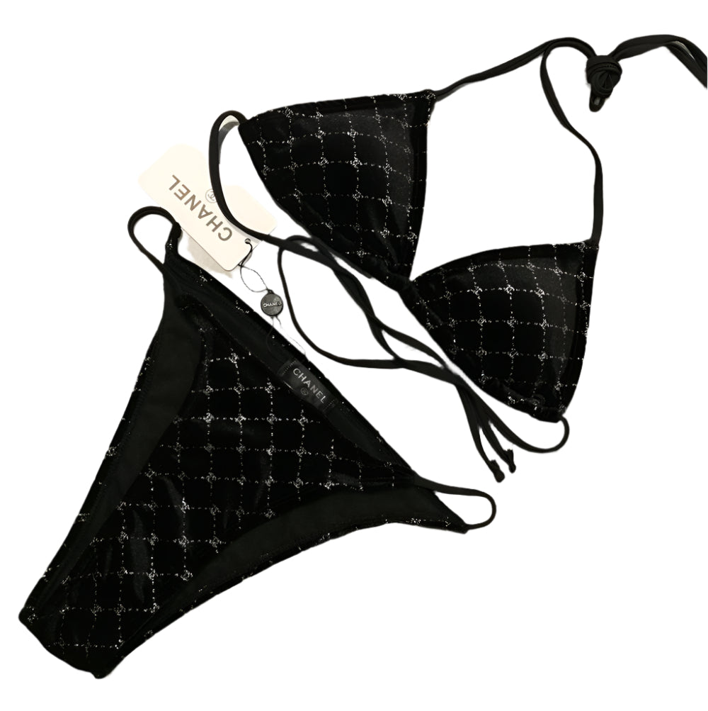 Chanel CC Logo Black 2 piece Bikini - TruVybe Essentials