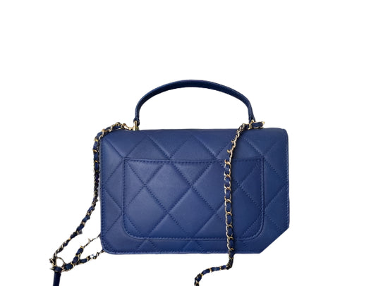 Chanel Small Flap Bag With top Handle Calfskin CC AS2680 Blue - TruVybe Essentials
