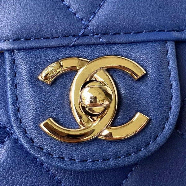 Chanel Small Flap Bag With top Handle Calfskin CC AS2680 Blue - TruVybe Essentials