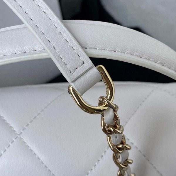 Chanel Small Flap Bag With top Handle Calfskin CC AS2680 White - TruVybe Essentials