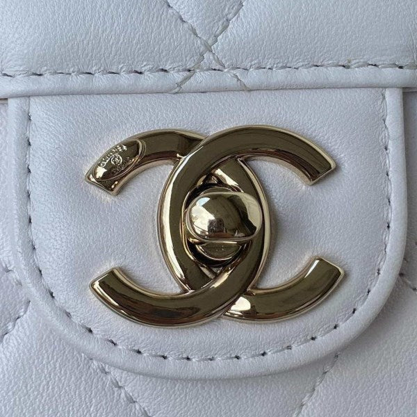 Chanel Small Flap Bag With top Handle Calfskin CC AS2680 White - TruVybe Essentials