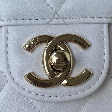 Chanel Small Flap Bag With top Handle Calfskin CC AS2680 White - TruVybe Essentials