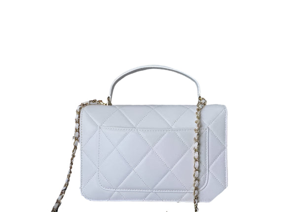 Chanel Small Flap Bag With top Handle Calfskin CC AS2680 White - TruVybe Essentials