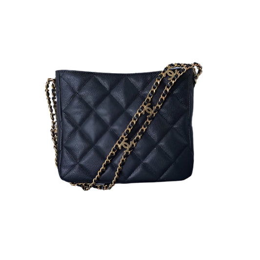 Chanel Small Hobo Bag Grained Calfskin Gold AS3223 Black - TruVybe Essentials