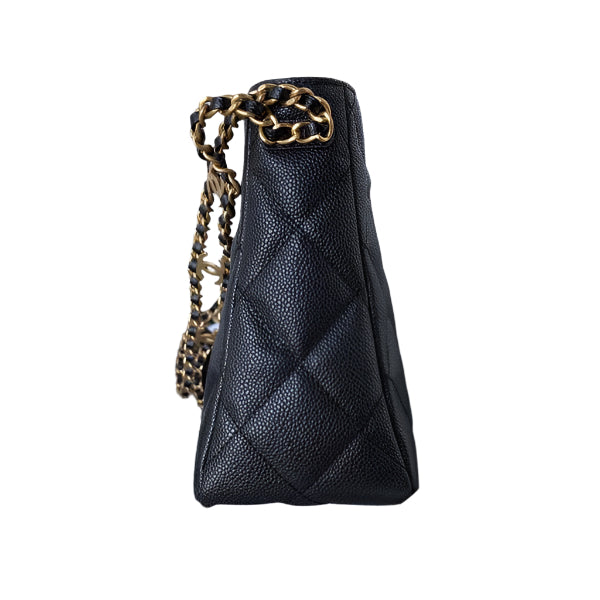 Chanel Small Hobo Bag Grained Calfskin Gold AS3223 Black - TruVybe Essentials