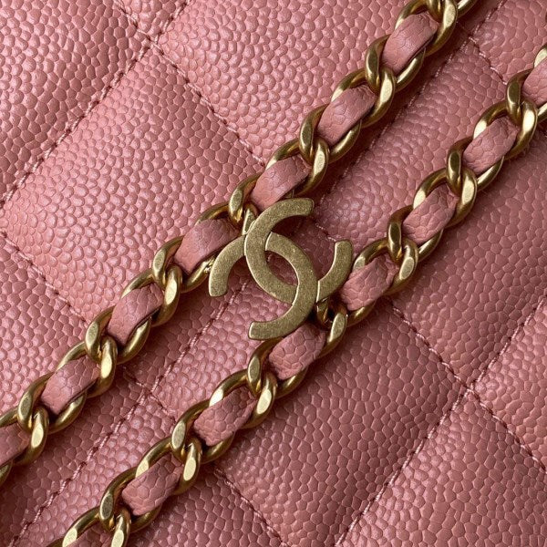 Chanel Small Hobo Bag Grained Calfskin Gold AS3223 Pink - TruVybe Essentials