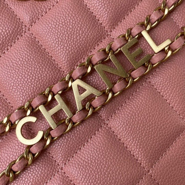 Chanel Small Hobo Bag Grained Calfskin Gold AS3223 Pink - TruVybe Essentials